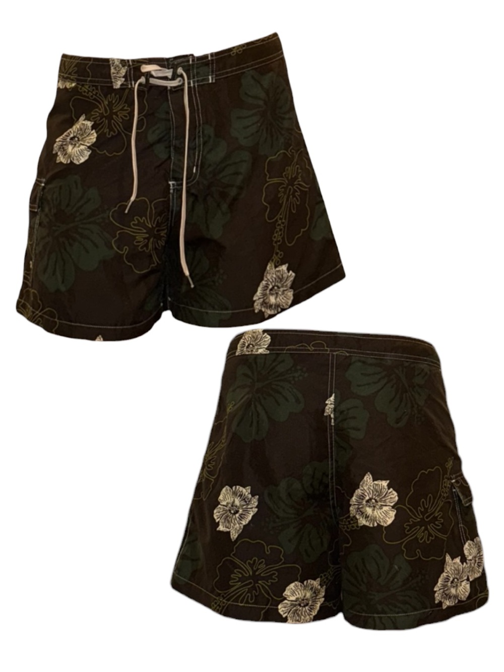 Vintage Floral Drawstring Swim Shorts